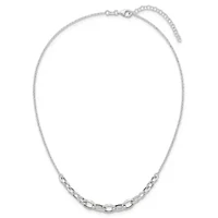 Sterling Silver Polished Graduated Cable 16-inch with 2-inch Extension Necklace