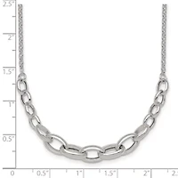 Sterling Silver Polished Graduated Cable 16-inch with 2-inch Extension Necklace