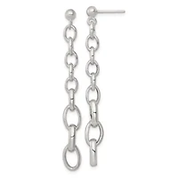 Sterling Silver Polished Graduated Link Post Dangle Earrings