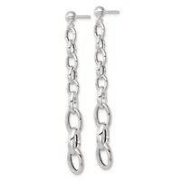Sterling Silver Polished Graduated Link Post Dangle Earrings