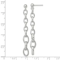 Sterling Silver Polished Graduated Link Post Dangle Earrings