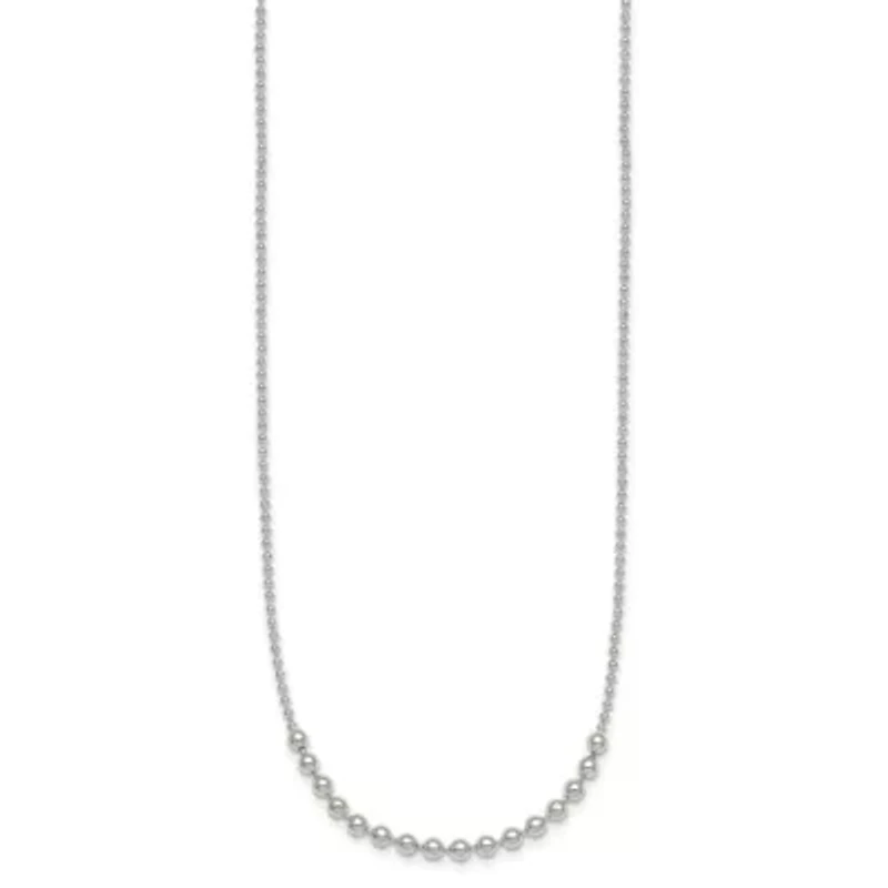 Sterling Silver Polished Beaded 18-inch Necklace