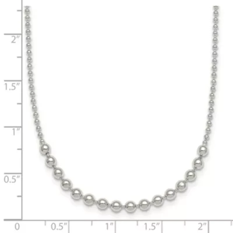 Sterling Silver Polished Beaded 18-inch Necklace