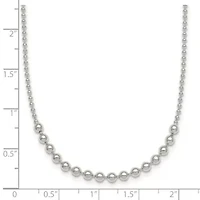 Sterling Silver Polished Beaded 18-inch Necklace