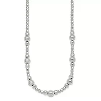 Sterling Silver Polished and Beaded 17-inch Necklace