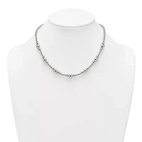 Sterling Silver Polished and Beaded 17-inch Necklace