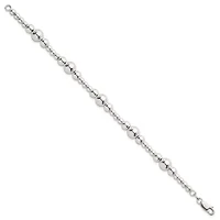 Sterling Silver Polished and Beaded 7.5-inch Bracelet