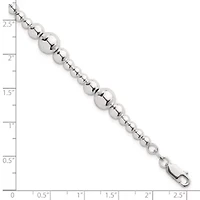 Sterling Silver Polished and Beaded 7.5-inch Bracelet