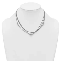 Sterling Silver Rhodium-plated Three Strand 17-inch with 1-inch Extender Necklace