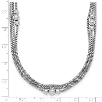 Sterling Silver Rhodium-plated Three Strand 17-inch with 1-inch Extender Necklace