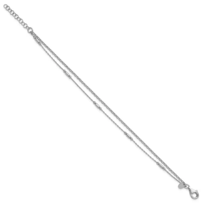 Sterling Silver Rhodium-plated Polished 2-strand 7-inch with 1-inch Extender  Bracelet