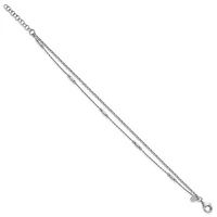 Sterling Silver Rhodium-plated Polished 2-strand 7-inch with 1-inch Extender  Bracelet