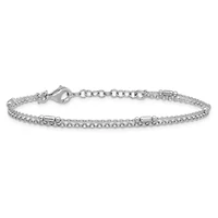 Sterling Silver Rhodium-plated Polished 2-strand 7-inch with 1-inch Extender  Bracelet