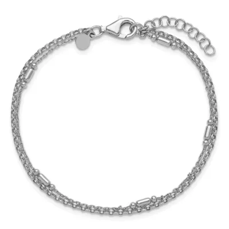 Sterling Silver Rhodium-plated Polished 2-strand 7-inch with 1-inch Extender  Bracelet