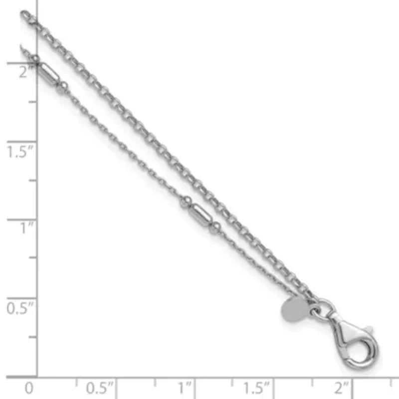 Sterling Silver Rhodium-plated Polished 2-strand 7-inch with 1-inch Extender  Bracelet