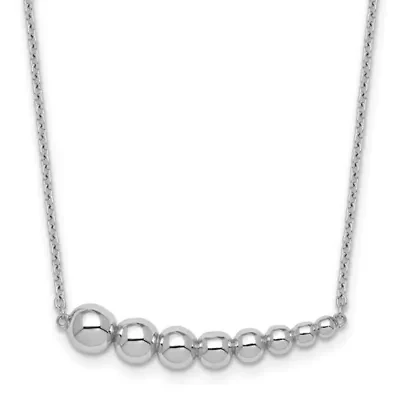 Sterling Silver Rhodium-plated Graduated Beaded with 1.5-inch Extension Necklace