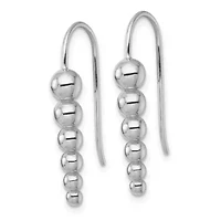 Sterling Silver Rhodium-plated Graduated Beaded Shepherd Hook Earrings