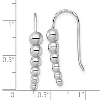 Sterling Silver Rhodium-plated Graduated Beaded Shepherd Hook Earrings