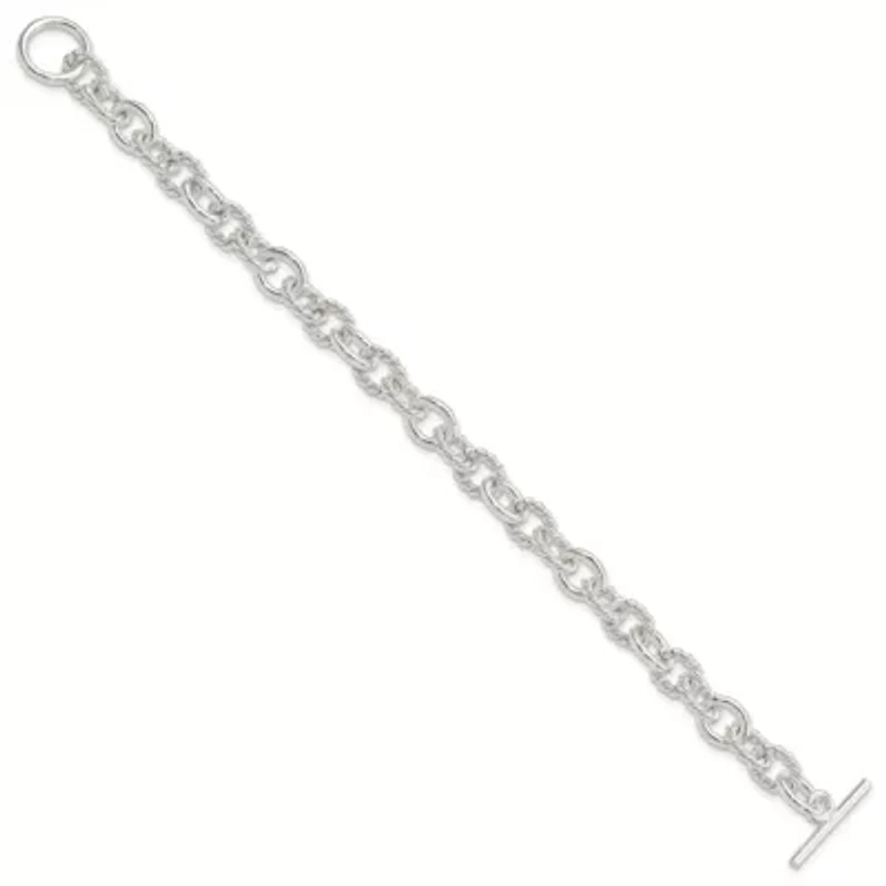 Sterling Silver 7.75-inch Polished Fancy Link Toggle Bracelet