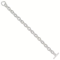 Sterling Silver 7.75-inch Polished Fancy Link Toggle Bracelet