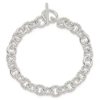 Sterling Silver 7.75-inch Polished Fancy Link Toggle Bracelet