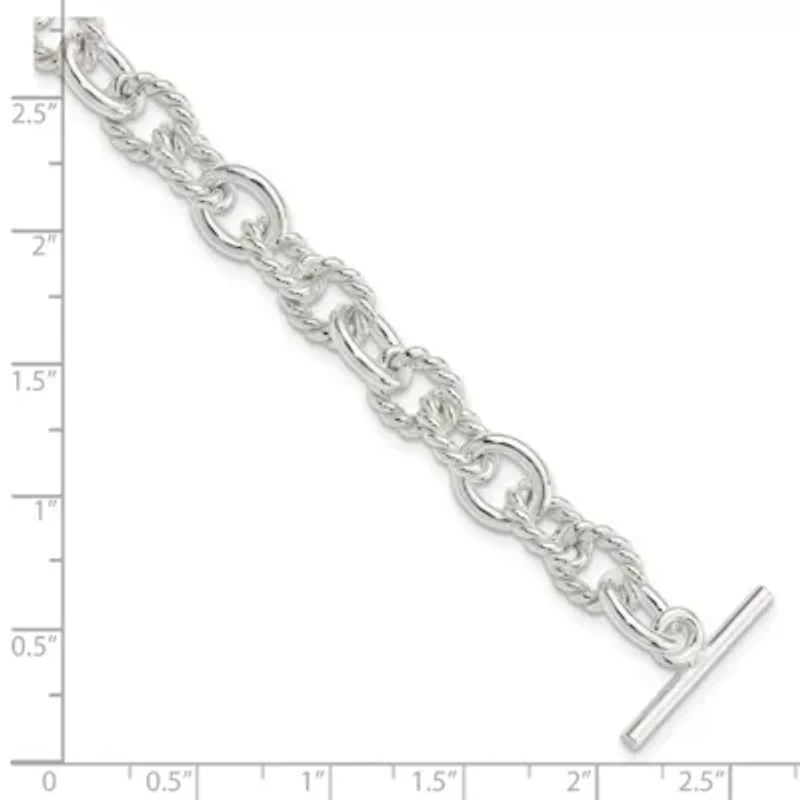 Sterling Silver 7.75-inch Polished Fancy Link Toggle Bracelet