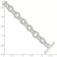 Sterling Silver 7.75-inch Polished Fancy Link Toggle Bracelet