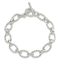 Sterling Silver 8.75-inch Polished Fancy Link Toggle Bracelet