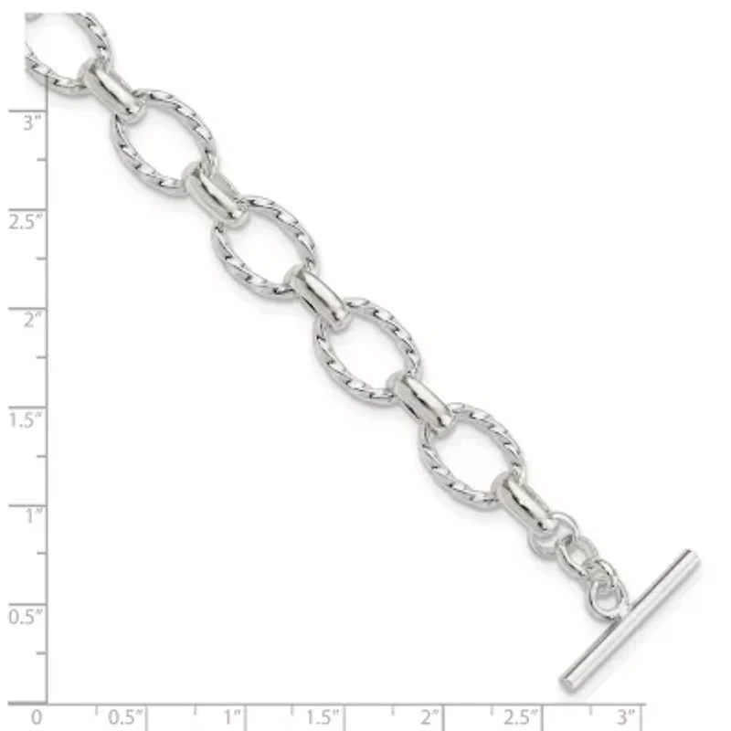 Sterling Silver 8.75-inch Polished Fancy Link Toggle Bracelet