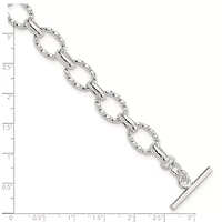 Sterling Silver 8.75-inch Polished Fancy Link Toggle Bracelet