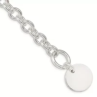 Sterling Silver Circular Disc on Fancy Link Bracelet