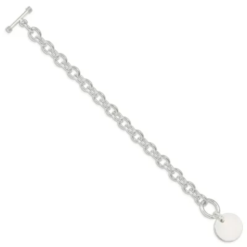 Sterling Silver Circular Disc on Fancy Link Bracelet