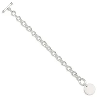 Sterling Silver Circular Disc on Fancy Link Bracelet