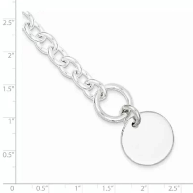 Sterling Silver Circular Disc on Fancy Link Bracelet