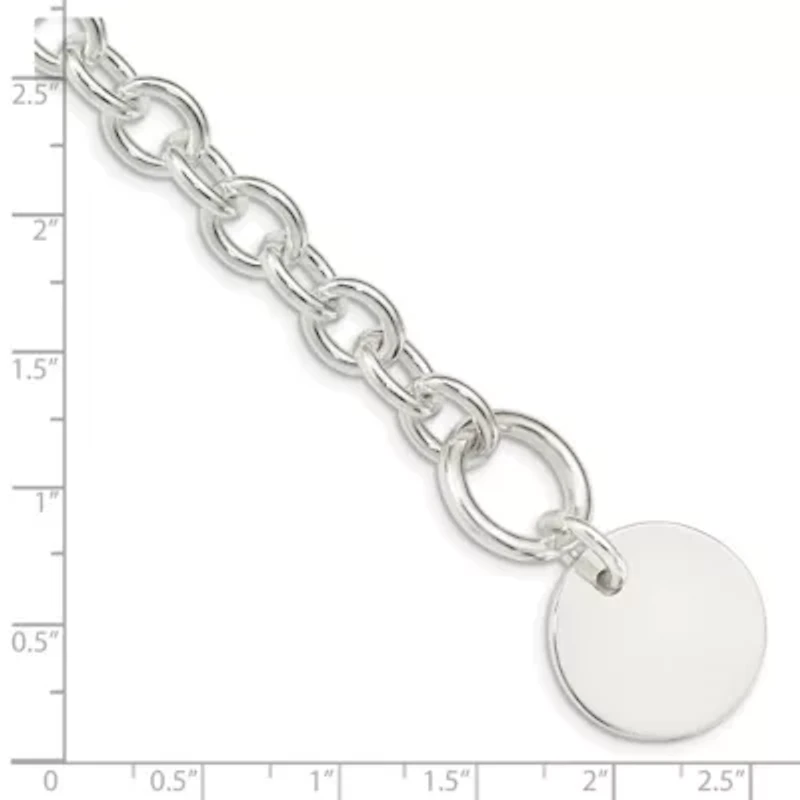 Sterling Silver Circular Disc on Fancy Link Bracelet