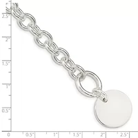 Sterling Silver Circular Disc on Fancy Link Bracelet