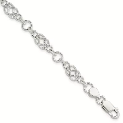 Sterling Silver 7.5-inch Polished Fancy Knot-Link Bracelet