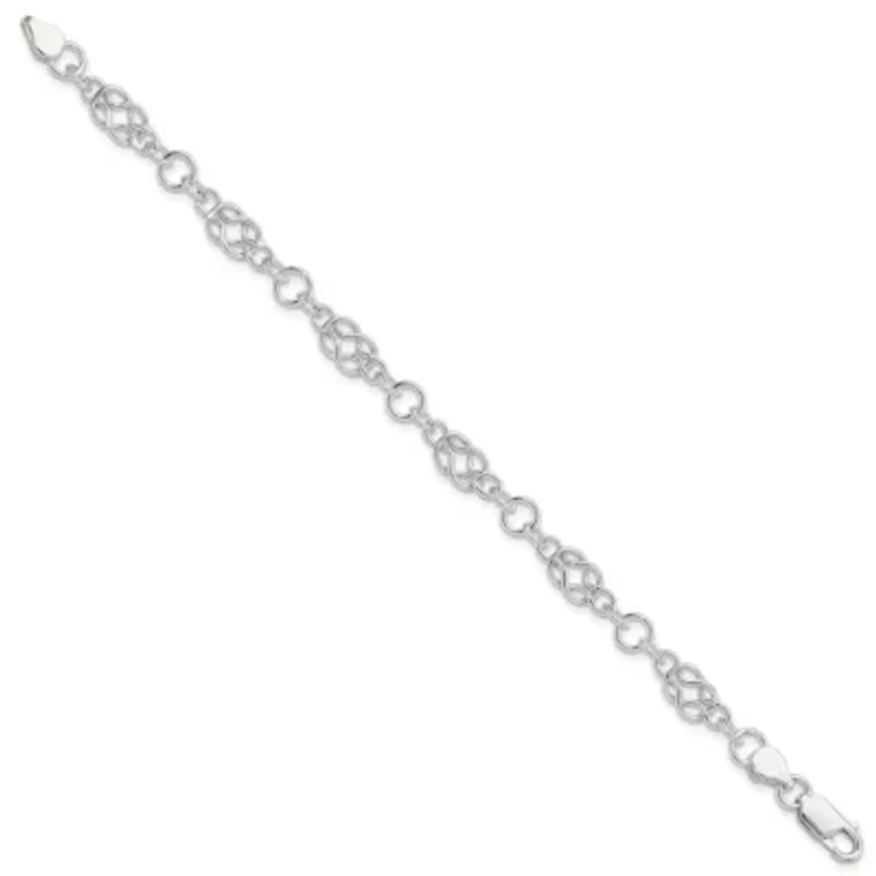 Sterling Silver 7.5-inch Polished Fancy Knot-Link Bracelet