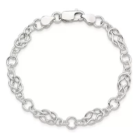 Sterling Silver 7.5-inch Polished Fancy Knot-Link Bracelet