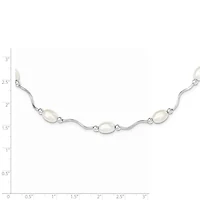 Sterling Silver Rhodium-plated 6-7mm White Freshwater Cultured Pearl Necklace