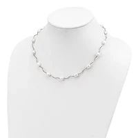 Sterling Silver Rhodium-plated 6-7mm White Freshwater Cultured Pearl Necklace