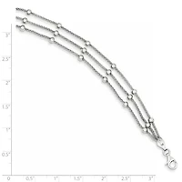 Sterling Silver Polished Beaded 3-Strand Bracelet
