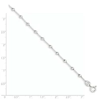 Sterling Silver Polished Beaded 6-inch with 1-inch Extension Bracelet