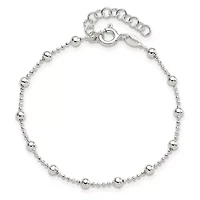 Sterling Silver Polished Beaded 6-inch with 1-inch Extension Bracelet