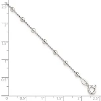 Sterling Silver Polished Beaded 6-inch with 1-inch Extension Bracelet
