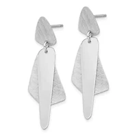 Sterling Silver Rhodium-plated Polished and Brushed Post Dangle Earrings