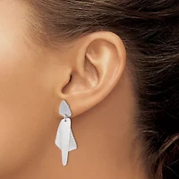 Sterling Silver Rhodium-plated Polished and Brushed Post Dangle Earrings