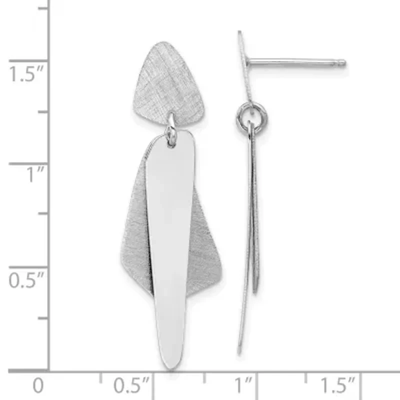 Sterling Silver Rhodium-plated Polished and Brushed Post Dangle Earrings