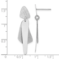 Sterling Silver Rhodium-plated Polished and Brushed Post Dangle Earrings