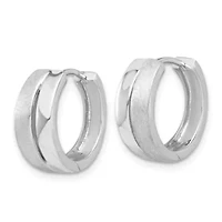 Sterling Silver Rhodium-plated Satin and Polished Hinged Hoop Earrings